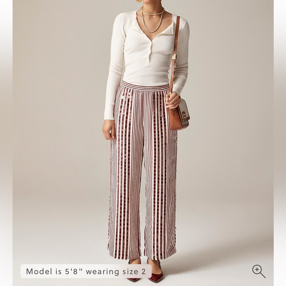 New J. Crew Collection High Rise Cropped Stratus Pant with Sequins Size 14 NWT